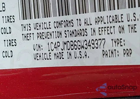 2016 Jeep Cherokee Limited from USA, damaged, VIN 1C4PJMDB6GW349377